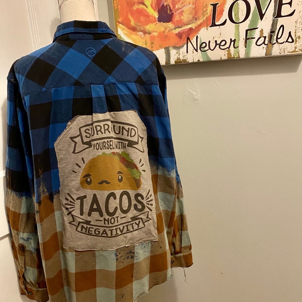 Distressed bleached vintage flannel